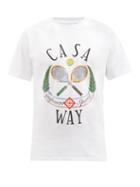 Casablanca - Tennis Logo-print Organic-cotton T-shirt - Mens - White