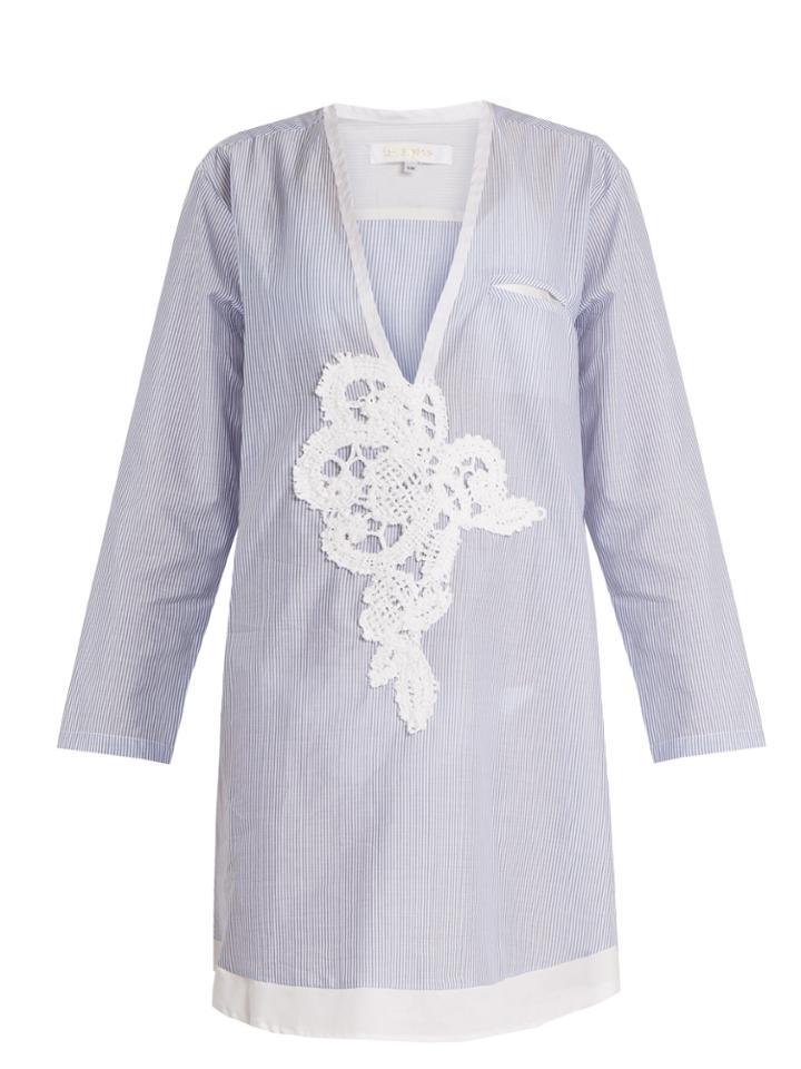 Lila Eugénie 1817 Deep V-neck Striped-cotton Shirt
