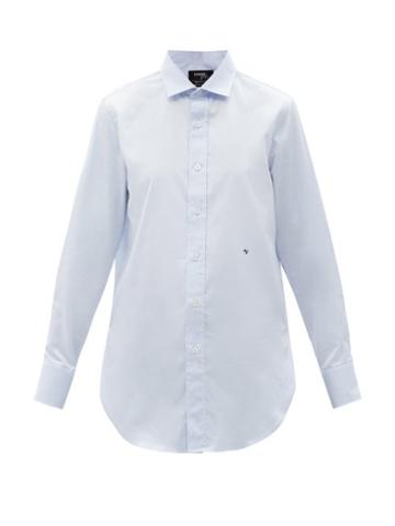 Ladies Lingerie Hommegirls - Logo-embroidered Cotton-twill Shirt - Womens - Light Blue