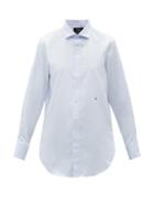 Ladies Lingerie Hommegirls - Logo-embroidered Cotton-twill Shirt - Womens - Light Blue