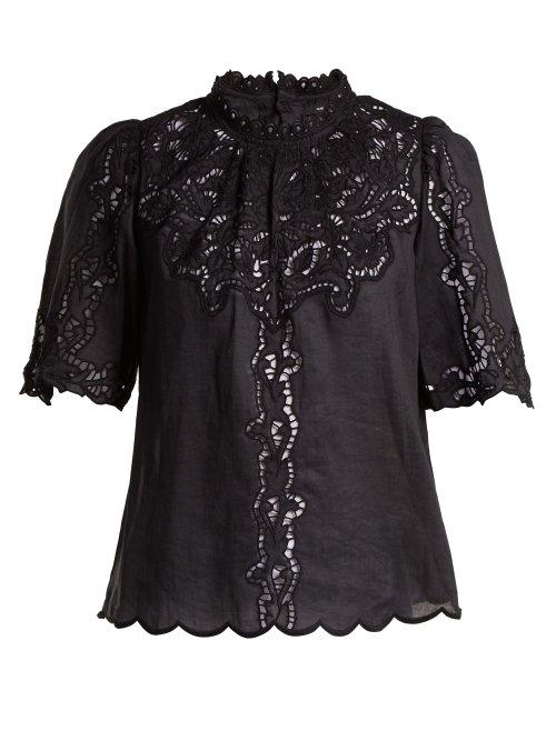 Matchesfashion.com Isabel Marant - Mumba Broderie Anglaise Top - Womens - Black
