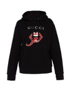 Matchesfashion.com Gucci - Mouth Print Cotton Hooded Sweatshirt - Mens - Black Multi