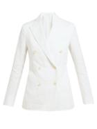 Matchesfashion.com Odyssee - Sol Double Breasted Linen Blazer - Womens - White