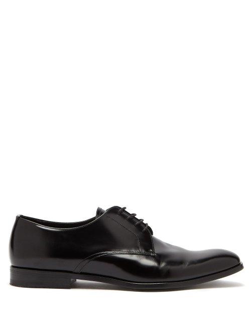 Matchesfashion.com Prada - Polished Leather Derby Shoes - Mens - Black