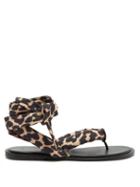 Matchesfashion.com Ganni - Wraparound Leopard-print Recycled-fabric Sandals - Womens - Leopard