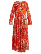Matchesfashion.com Diane Von Furstenberg - Bethany Floral Print Silk Dress - Womens - Orange Print