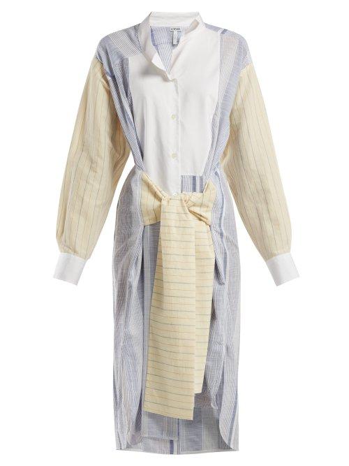 Matchesfashion.com Loewe - Panelled Cotton Blend Shirtdress - Womens - Blue Stripe