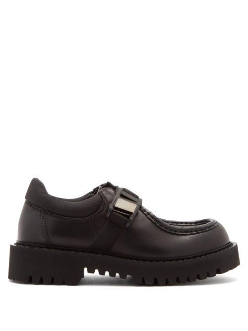 Matchesfashion.com Valentino Garavani - Vltn-buckle Leather Derby Shoes - Mens - Black