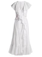 Matchesfashion.com Loup Charmant - Callela Ruffle Trimmed Silk Dress - Womens - White