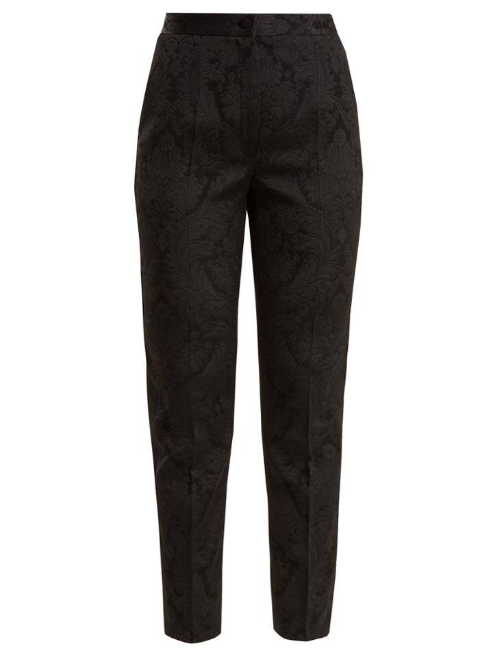 Dolce & Gabbana High-rise Slim-leg Floral-jacquard Trousers