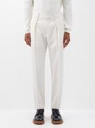 Fendi - Pleated Crepe Straight-leg Trousers - Mens - Chalk