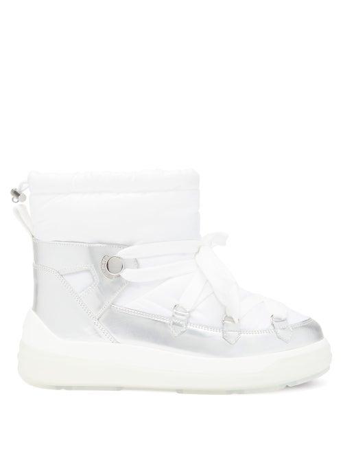 Matchesfashion.com Moncler - Florine Technical-shell And Leather Boots - Womens - White
