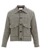 Matchesfashion.com Ami - Houndstooth Wool-blend Tweed Jacket - Mens - Black White