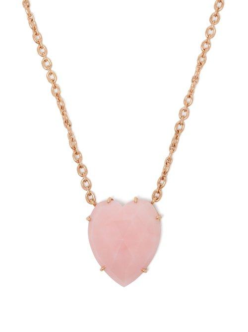 Matchesfashion.com Irene Neuwirth - Opal Heart & 18kt Rose Gold Necklace - Womens - Pink