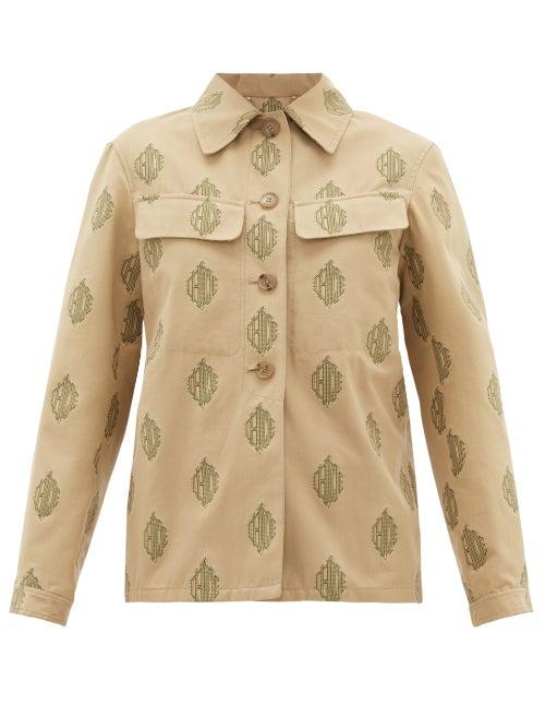 Matchesfashion.com Chlo - Logo-jacquard Cotton Jacket - Womens - Beige