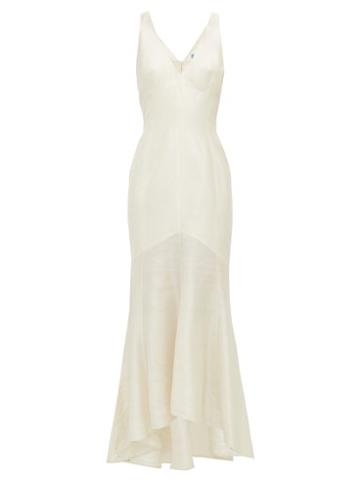 Matchesfashion.com William Vintage - Thierry Mugler 1990 Lace Up Silk Shantung Gown - Womens - Ivory