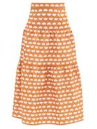 Three Graces London - Nineve Tiered Embroidered-cotton Maxi Skirt - Womens - Tan White