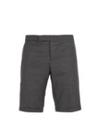 Matchesfashion.com Thom Browne - Striped Seam Wool Twill Shorts - Mens - Grey