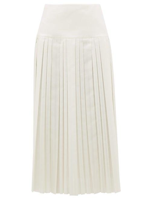 Matchesfashion.com The Row - Magdita Knife-pleated Canvas Midi Skirt - Womens - Ivory