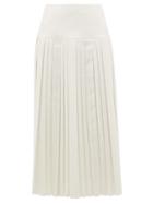 Matchesfashion.com The Row - Magdita Knife-pleated Canvas Midi Skirt - Womens - Ivory