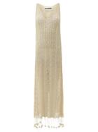 Matchesfashion.com Jil Sander - Pompom-hem Crochet-cotton Dress - Womens - Cream