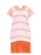 Pippa Holt - No. 421 Fringed-hem Cotton Kaftan - Womens - Pink Orange