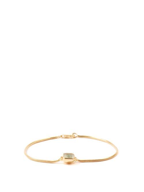 Matchesfashion.com Theodora Warre - Amethyst & Emerald Snake-chain Bracelet - Womens - Green Gold