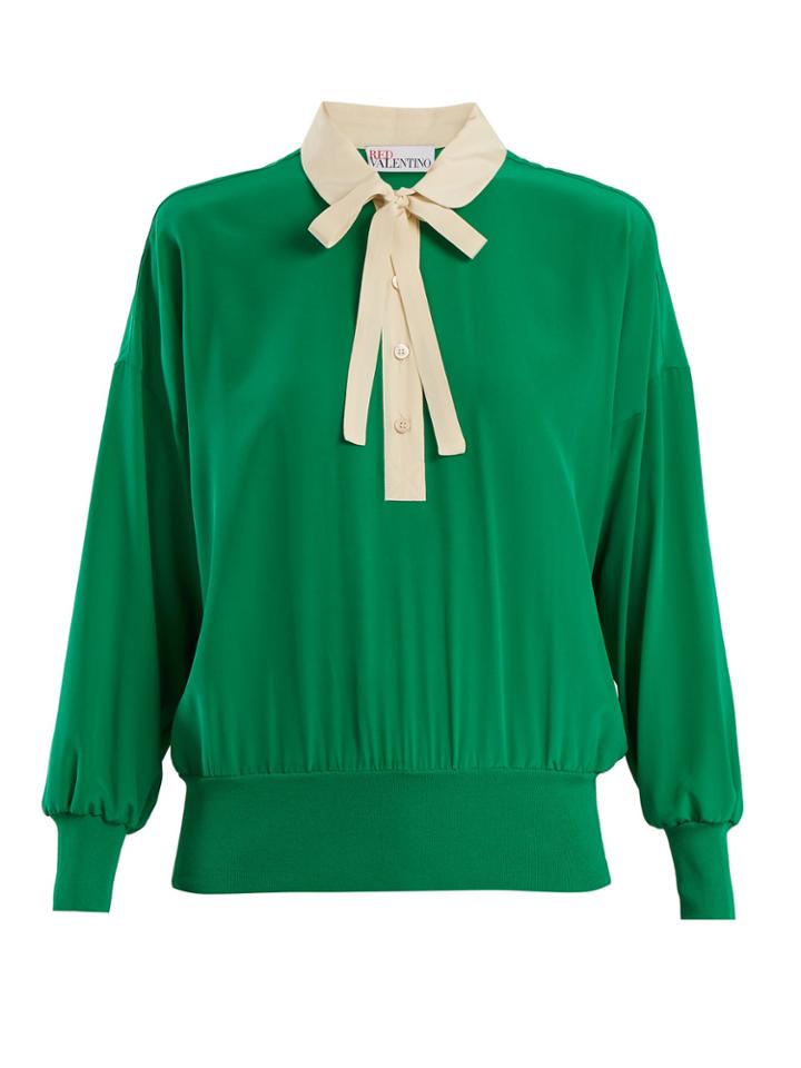 Redvalentino Peter Pan-collar Tie-neck Silk Blouse