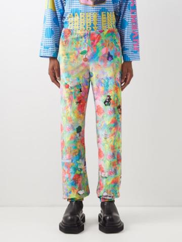 Liberal Youth Ministry - Floral-print Velvet Trousers - Mens - Multi