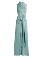 Elie Saab Lace-panelled Silk-blend Crepe Gown