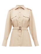 Matchesfashion.com Giuliva Heritage Collection - The Aurora Belted Camel Hair Blend Shirt - Womens - Beige