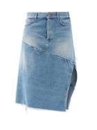 Matchesfashion.com Balenciaga - Side-slit Deconstructed Denim Midi Skirt - Womens - Denim
