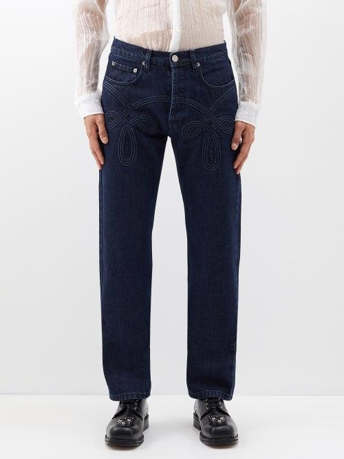 Stefan Cooke - Corded-braid Straight-leg Jeans - Mens - Blue