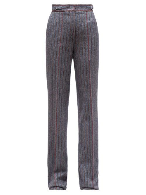 Matchesfashion.com Gabriela Hearst - Shipton Tailored Wool Herringbone Trousers - Womens - Grey Multi