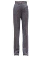 Matchesfashion.com Gabriela Hearst - Shipton Tailored Wool Herringbone Trousers - Womens - Grey Multi