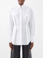 Jw Anderson - Pleated Cotton-poplin Longline Shirt - Womens - White