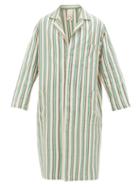 Matchesfashion.com Marrakshi Life - Striped Cotton-blend Lab Coat - Mens - Cream Multi
