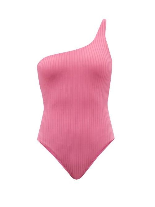 Melissa Odabash - Palermo One-shoulder Ribbed Swimsuit - Womens - Bright Pink