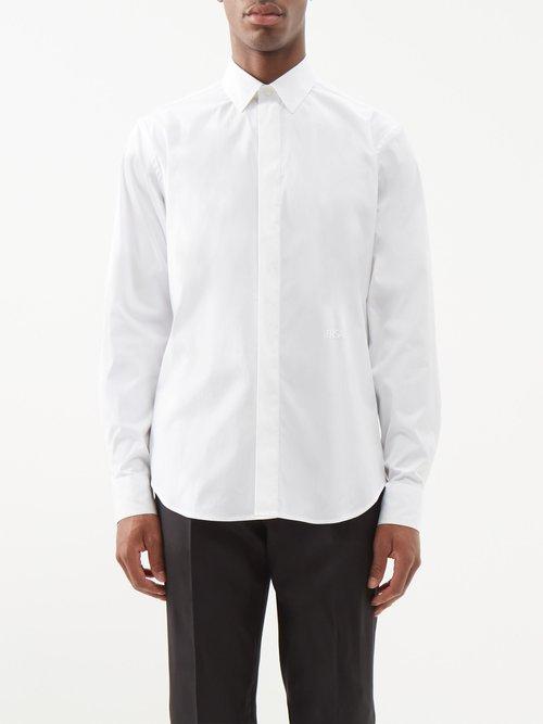 Versace - Logo-embroidered Cotton-poplin Shirt - Mens - White