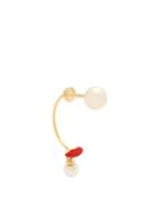 Matchesfashion.com Delfina Delettrez - Pearl, Enamel & Yellow Gold Single Earring - Womens - Red