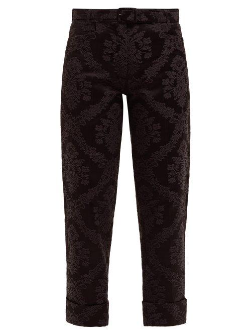 Matchesfashion.com Simone Rocha - Mid Rise Cotton Blend Floral Jacquard Trousers - Womens - Black