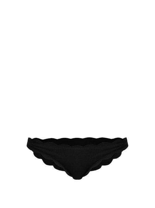 Matchesfashion.com Marysia - Antibes Scallop Edged Bikini Briefs - Womens - Black