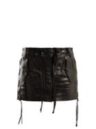 Matchesfashion.com Saint Laurent - Laced Leather Skirt - Womens - Black