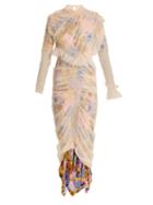 Matchesfashion.com Preen By Thornton Bregazzi - Viola Layered Floral Print Tulle And Silk Dress - Womens - Beige Multi