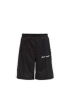 Matchesfashion.com Palm Angels - Logo-print Jersey Shorts - Mens - Black
