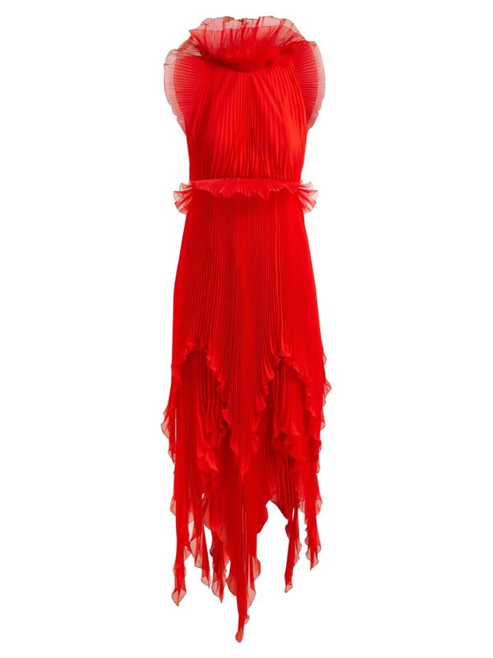 Givenchy Ruffle-trimmed Pleated-silk Dress