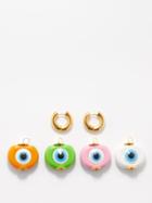Timeless Pearly - Set Of Two Evil Eye Gold-plated Earrings - Womens - Multi