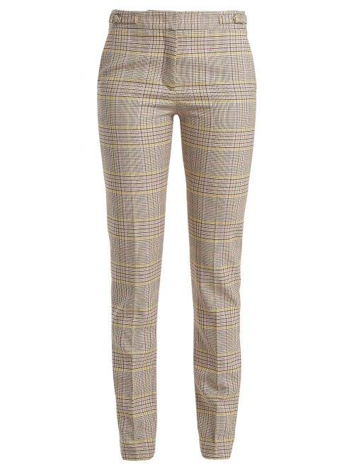 Matchesfashion.com Gabriela Hearst - Lisa Plaid Wool Blend Trousers - Womens - Pink Multi
