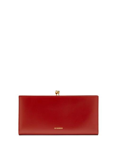 Ladies Accessories Jil Sander - Top-clasp Leather Continental Wallet - Womens - Burgundy