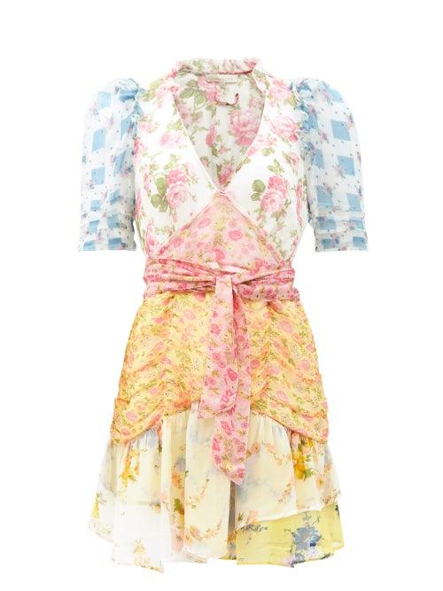 Matchesfashion.com Loveshackfancy - Arlo Floral-print Silk-georgette Mini Dress - Womens - Multi